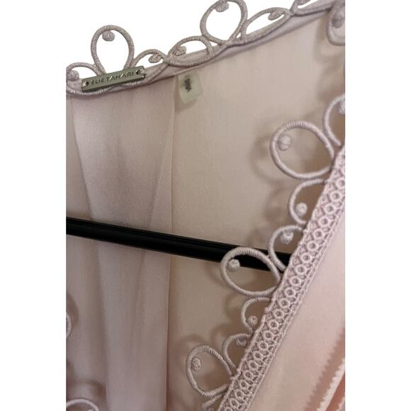 Elie Tahari | Pastel Petal Light Pink 100% Silk Top Crochet Medium Coquette - Picture 4 of 7